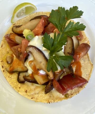 Mushroom tacos.  (Kathy Gunst / Here & Now)