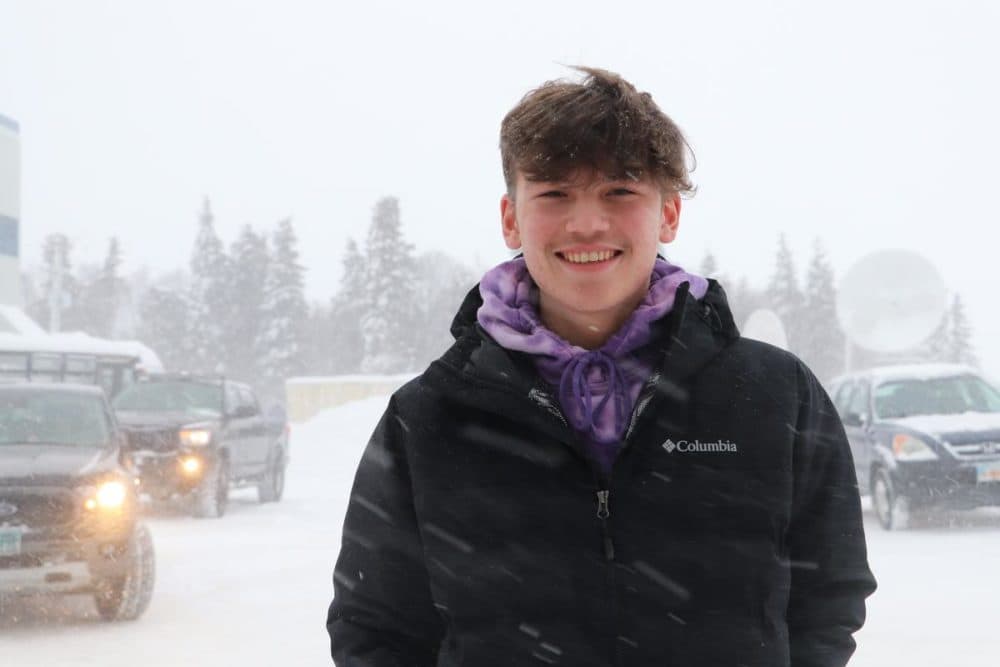 Tracen Wassily outside of Dillingham Middle/High School. (Izzy Ross/KDLG)