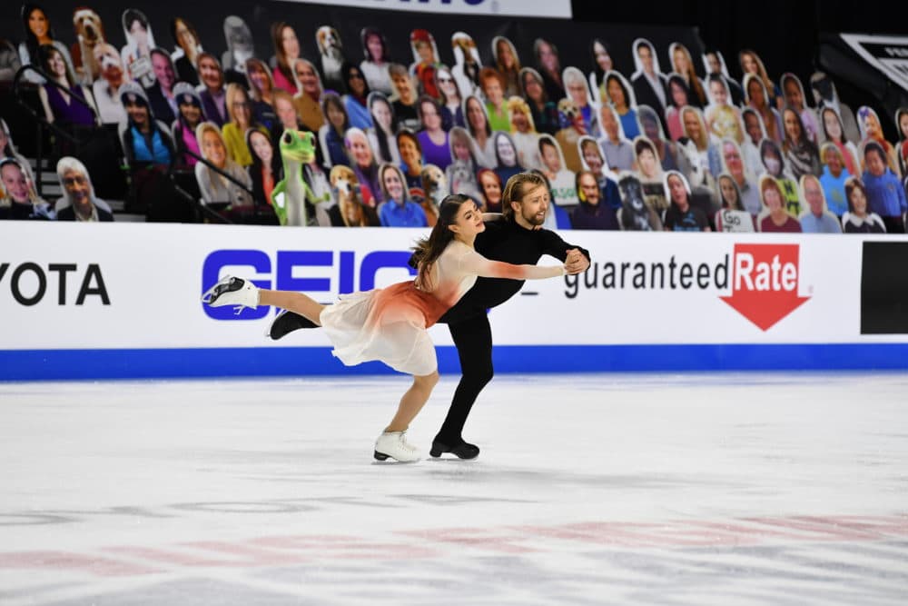 Jean-Luc Baker and Kaitlin Hawayek perform at the 2021 Toyota U.S. Figure Skating Championships. (Courtesy)