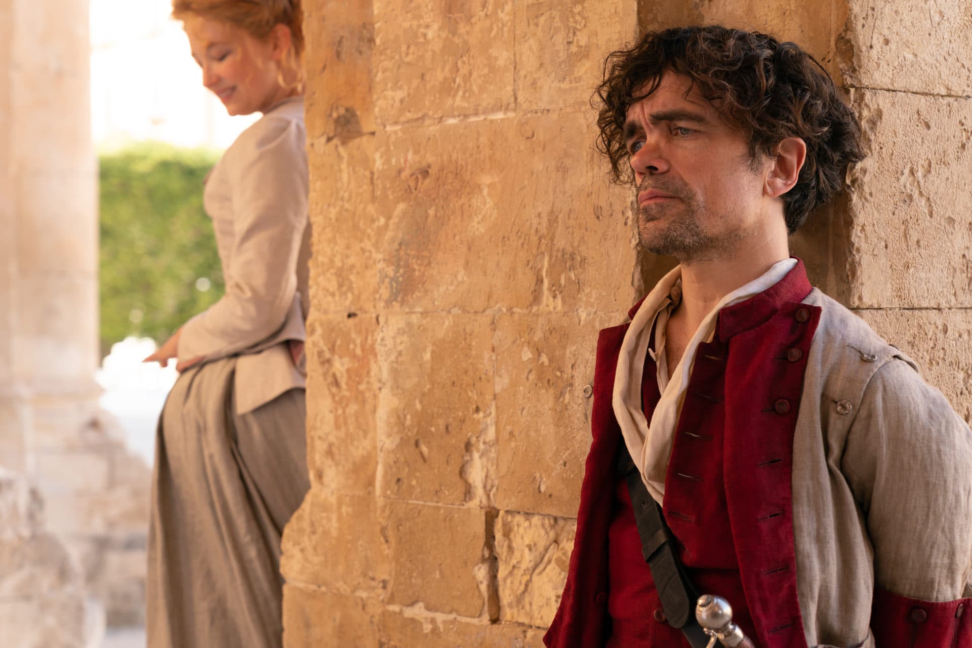 Haley Bennett and Peter Dinklage in "Cyrano." (Courtesy Peter Mountain/Metro Goldwyn Mayer Pictures)
