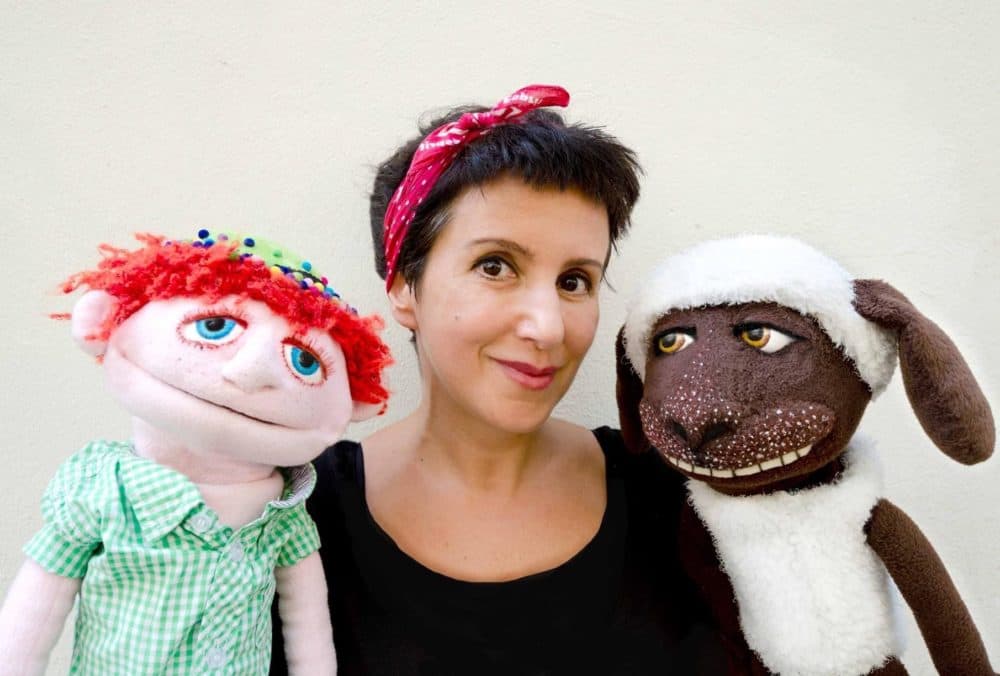 Shlomit Tripp and her puppets. (Courtesy)