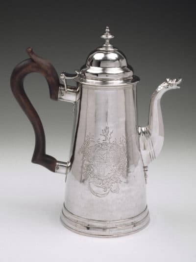 A silver serving pot, made in Boston circa 1760. (Courtesy Historic Deerfield)
