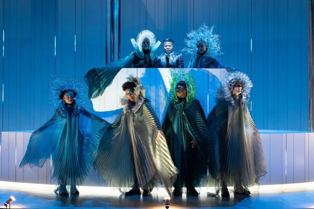 Jennifer Kidwell (middle of the back row) as the Ocean in "Ocean Filibuster." (Courtesy Maggie Hall)
