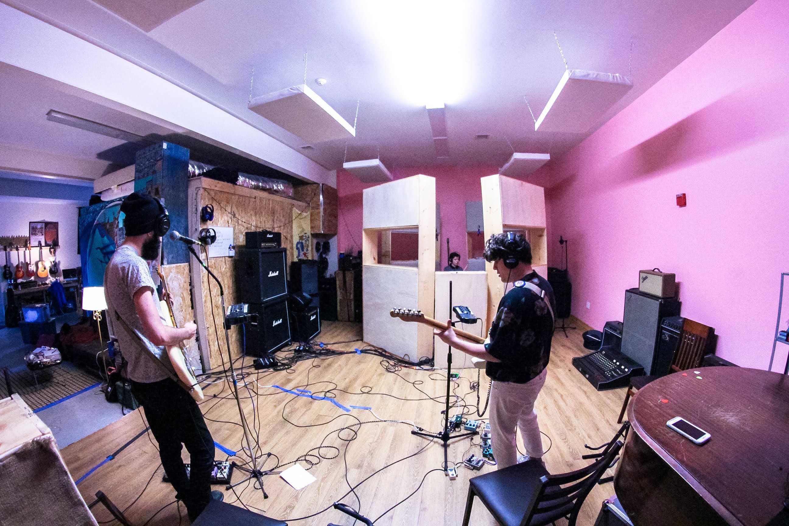 Musicians recording at Pink Noise Studios. (Courtesy Dan Thorn)