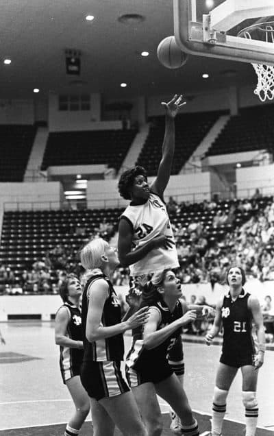 Lusia Harris playing basketball. (“The Queen of Basketball” / Breakwater Studios / The New York Times)