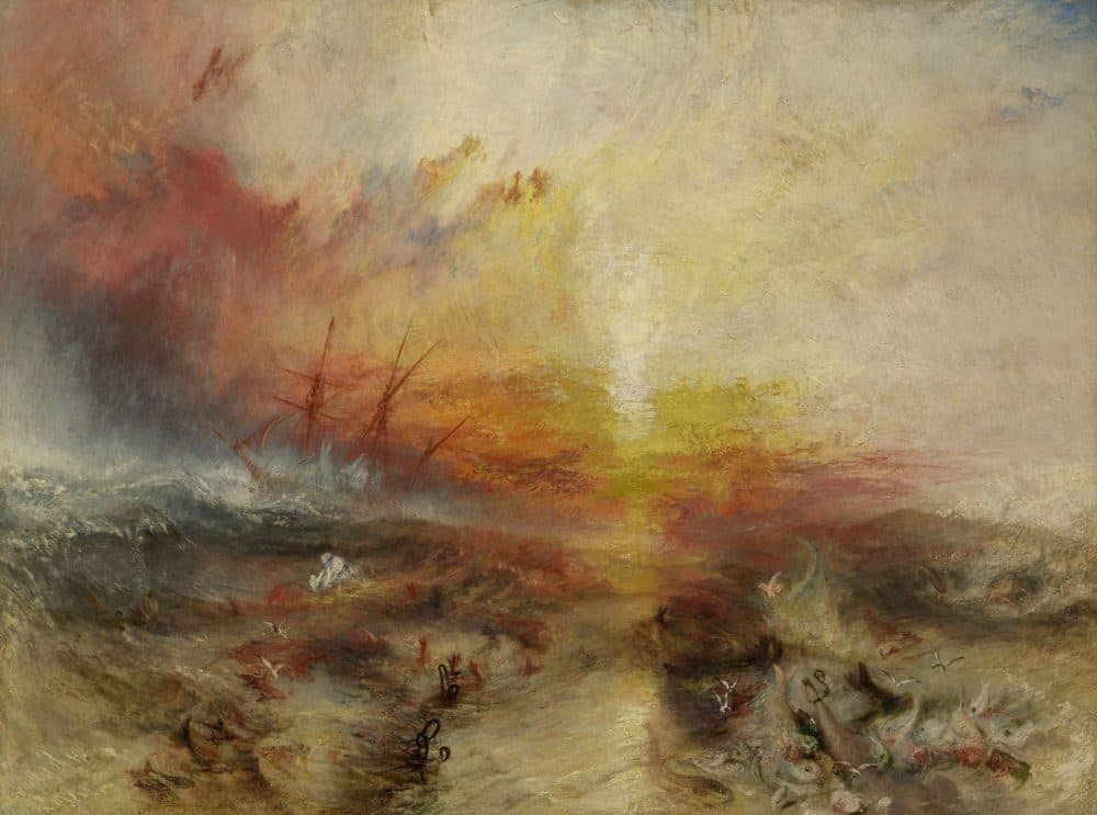 J. M. W. Turner, "Slave Ship (Slavers Throwing Overboard the Dead and Dying, Typhoon Coming On)" (detail), 1840. (Courtesy Museum of Fine Arts, Boston)