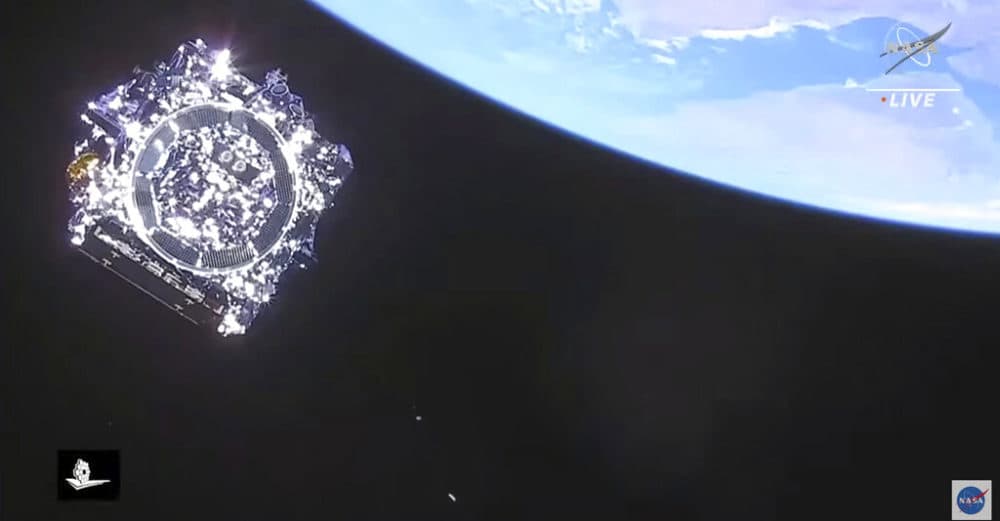 This photo provided by NASA, the James Webb Space Telescope is separated in space. (NASA via AP)