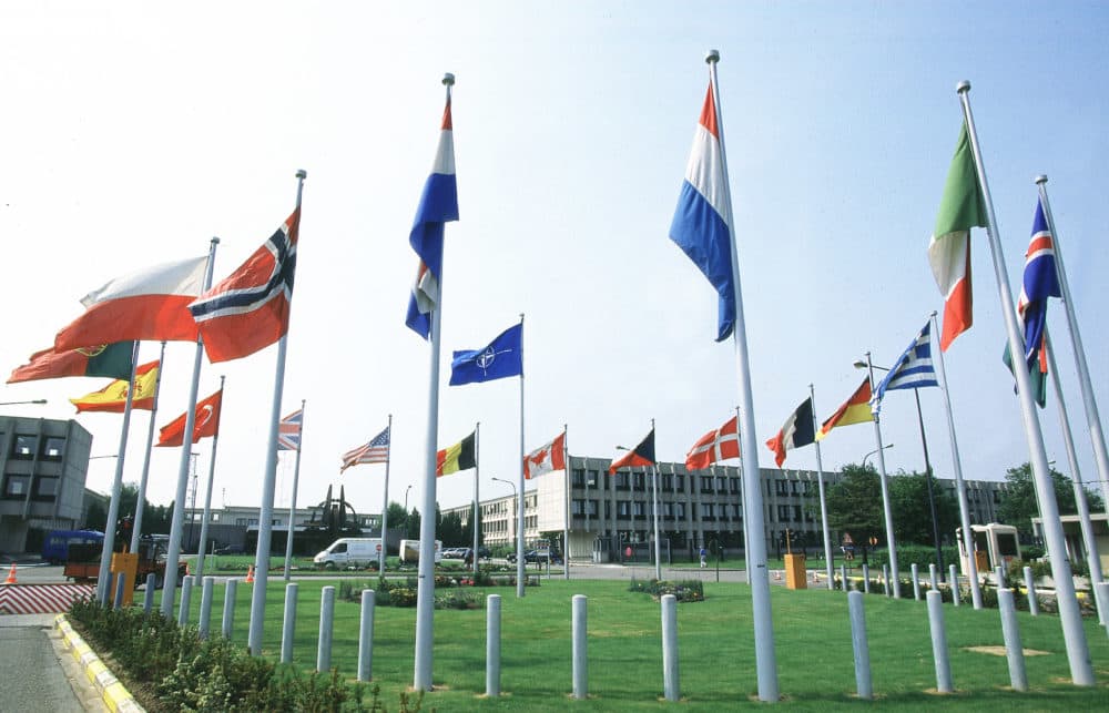 NATO Headquarters, flags, Brussels, Belgium. (Photo by Jeff Overs/BBC News & Current Affairs via Getty Images)