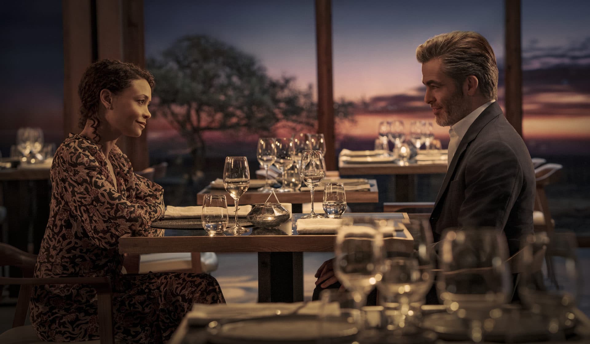 Thandiwe Newton and Chris Pine in "All the Old Knives." (Courtesy Stefania Rosini/Amazon Studios)