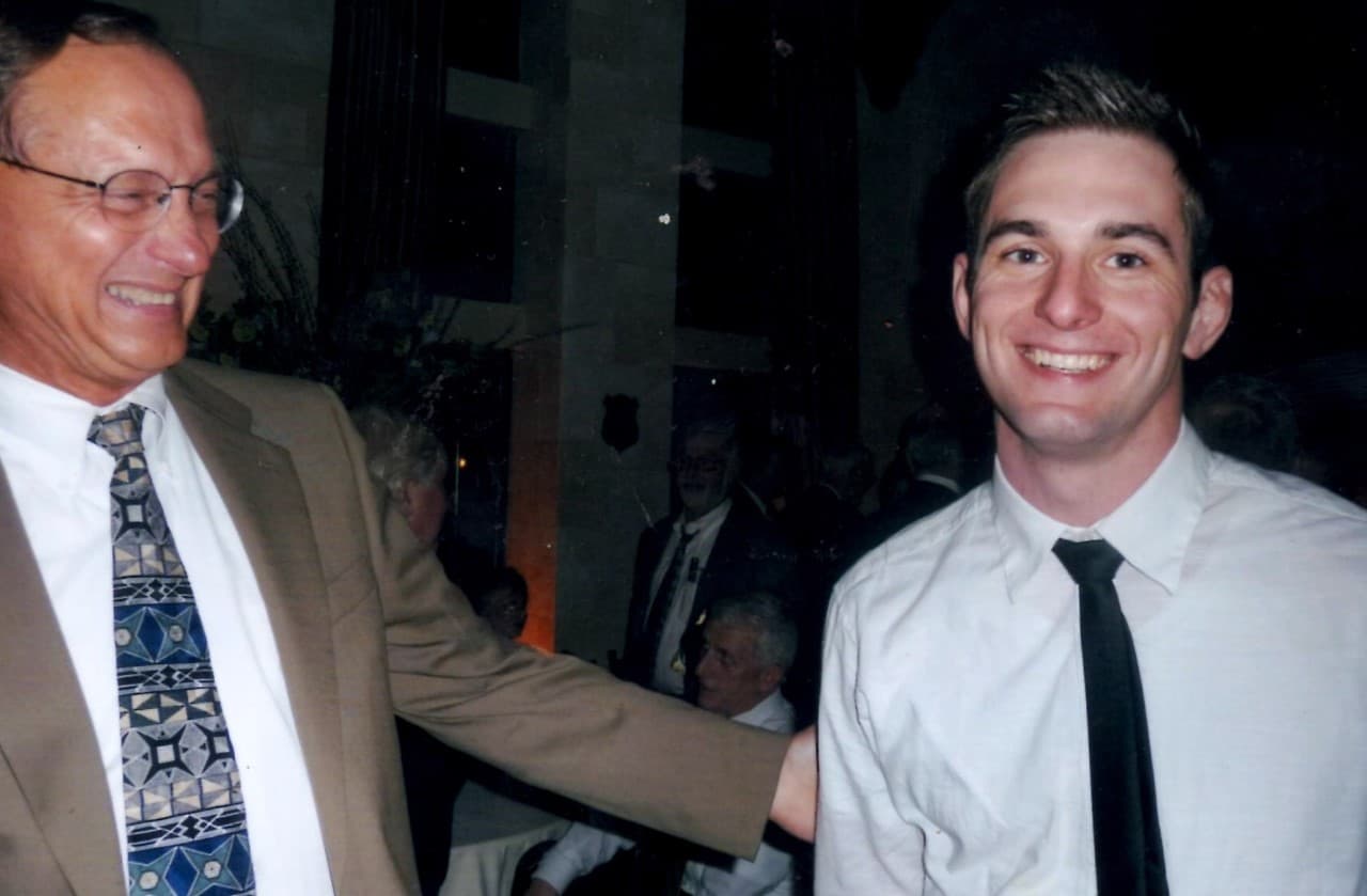 An old photo of filmmaker Tim O'Donnell (right) with his father Tod, the subject of the new film, "The House We Lived In" premiering at the Independent Film Festival Boston.
