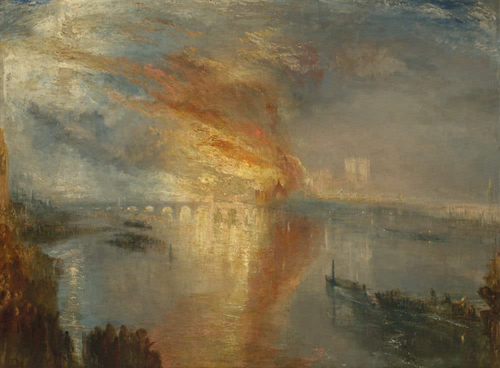 Joseph Mallord William Turner, "The Burning of the Houses of Lords and Commons, October 16, 1834," 1835. (Courtesy The Cleveland Museum of Art)