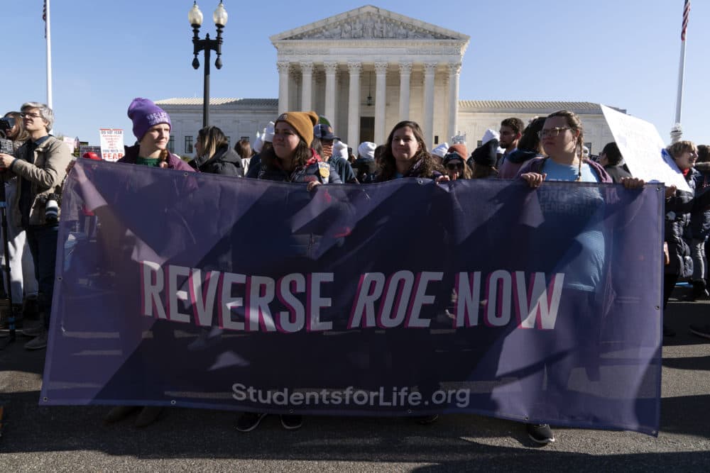 Anti-abortion protesters demonstrate in front of the U.S. Supreme Court Wednesday, Dec. 1, 2021, in Washington, D.C. (Jose Luis Magana/AP)