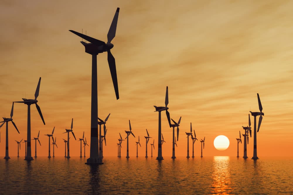 Offshore wind turbines at sunset. (Getty Images)