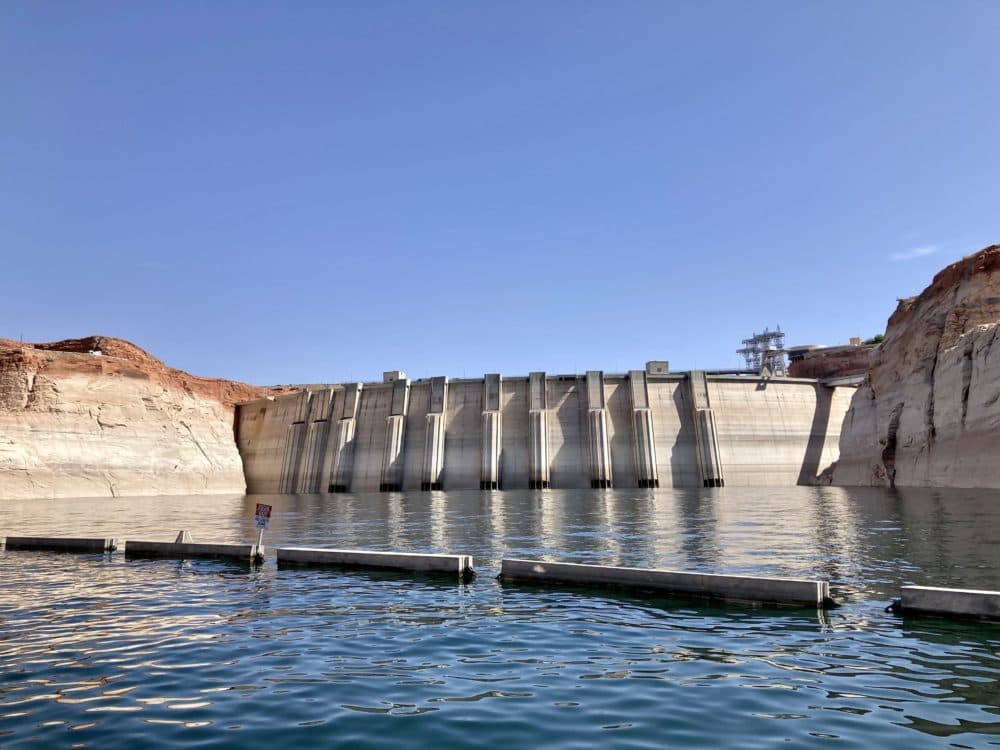 Lake Powell’s water levels at Glen Canyon Dam are only about 30 feet from being too low to generate hydropower for millions of people in the Southwestern U.S. (Peter O'Dowd/Here & Now)