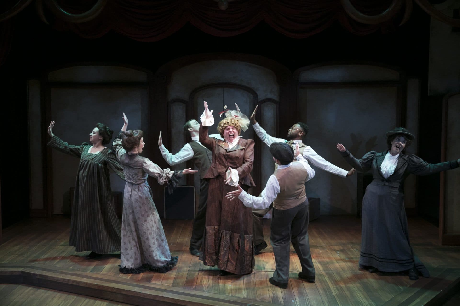 Neil A. Casey (center) and the cast of "A Gentleman's Guide to Love and Murder." (Courtesy Mark S. Howard)