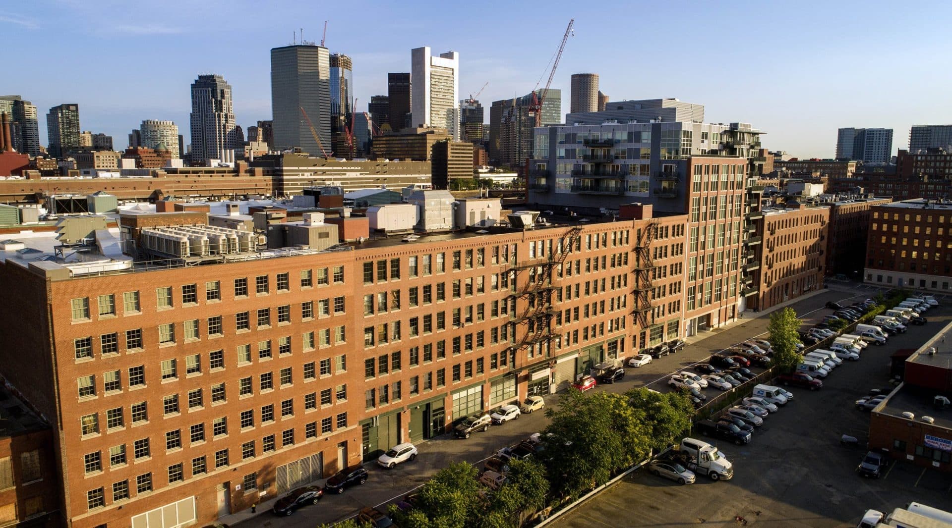 The Midway Artist Studios take up the central section of a former wool warehouse in Fort Point, Boston. (Robin Lubbock/WBUR)