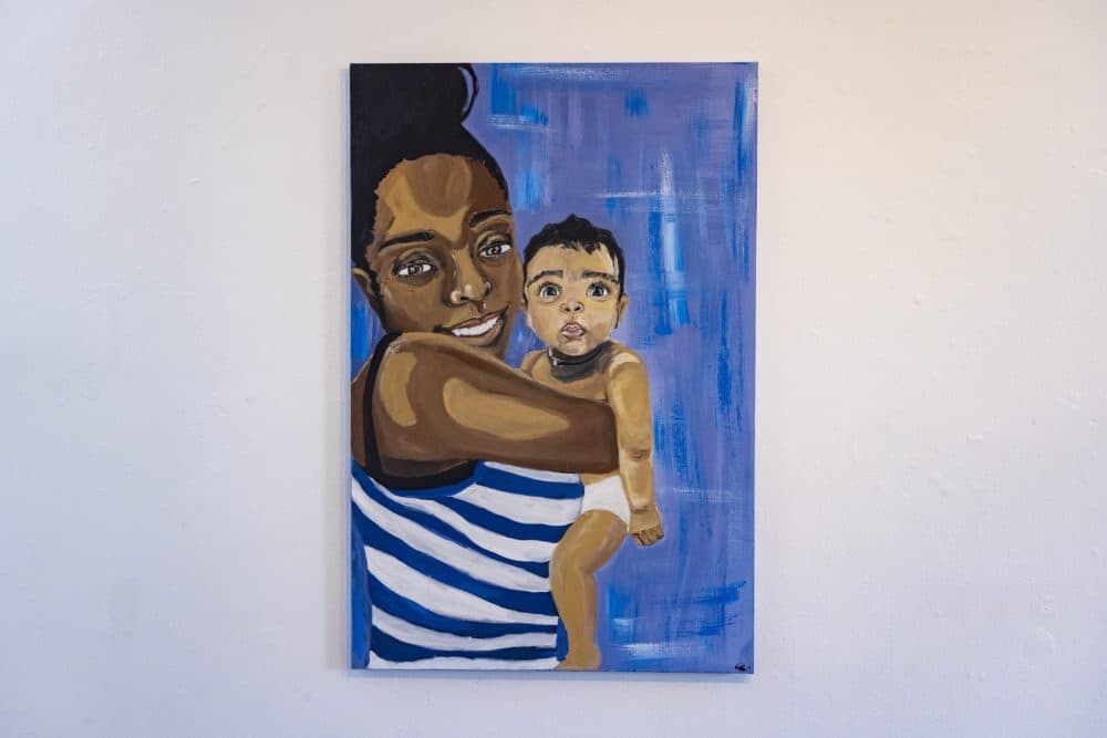 "You and I"  depicts the actress, Valerie Imparato, with her two -month -old daughter.  (Jesse Costa/WBUR)